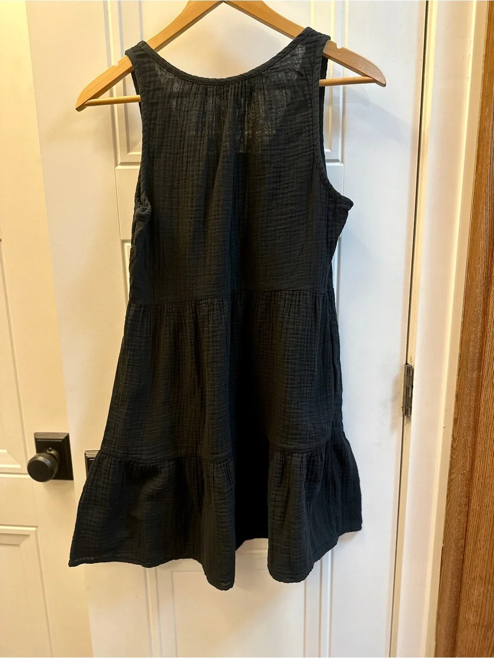 Universal Thread Black Sleeveless Gauze Tiered Swim Coverup Dress